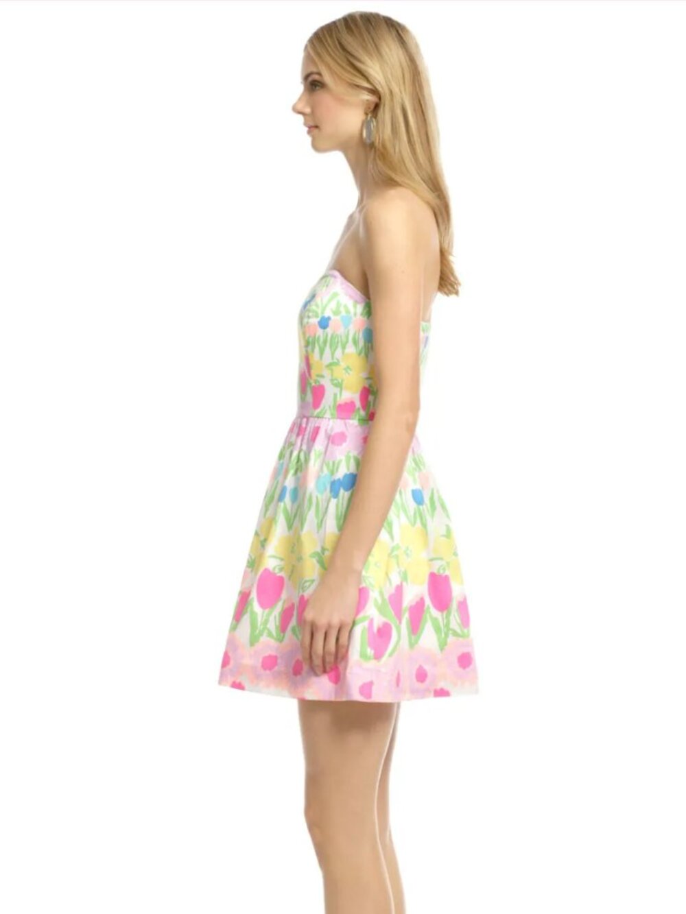 🌷 Lilly Pulitzer Payton Strapless Floral Dress Colorful Tulips Size 2 - Picture 4 of 14